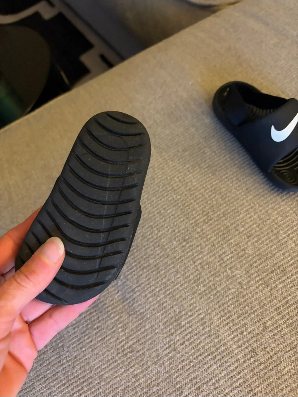 Nike Black Kids Slide Sandals with White Swoosh